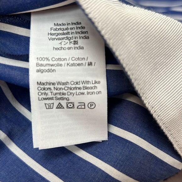 J. Crew CJ011 Blue and white Ciel top in striped cotton poplin NWT missing belt - Picture 10 of 11